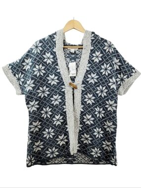 NEW Christopher & Banks Cozy Knit Hooded Sweater Vest Women's Size Large Toggle